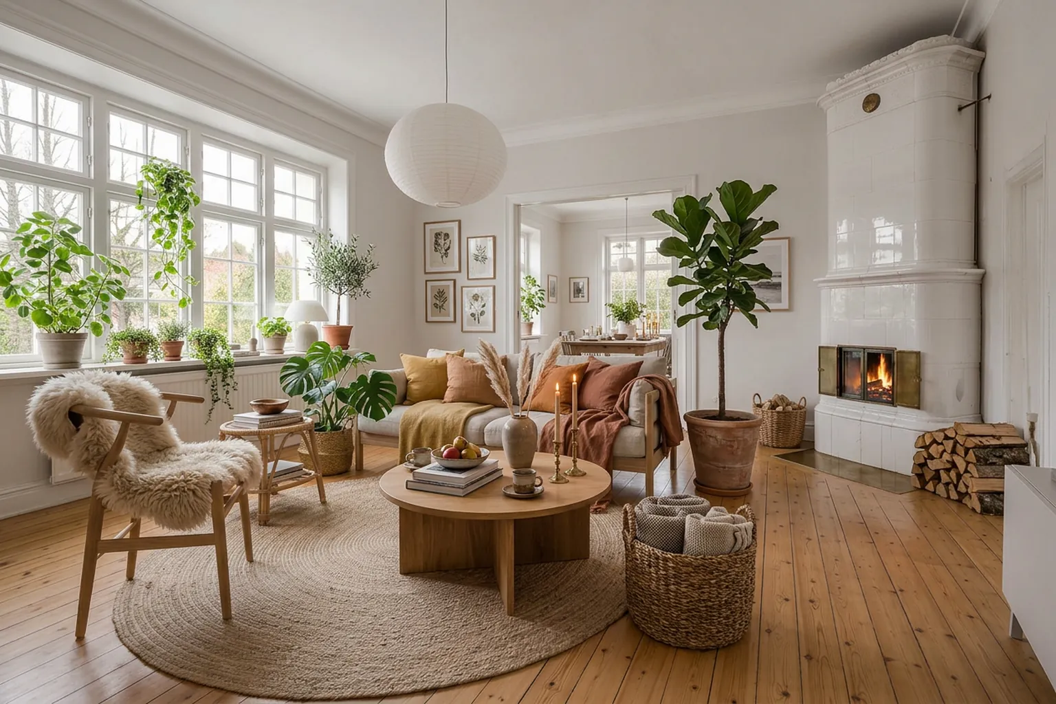 Dra för att jämföra rummet före och efter AI-styling